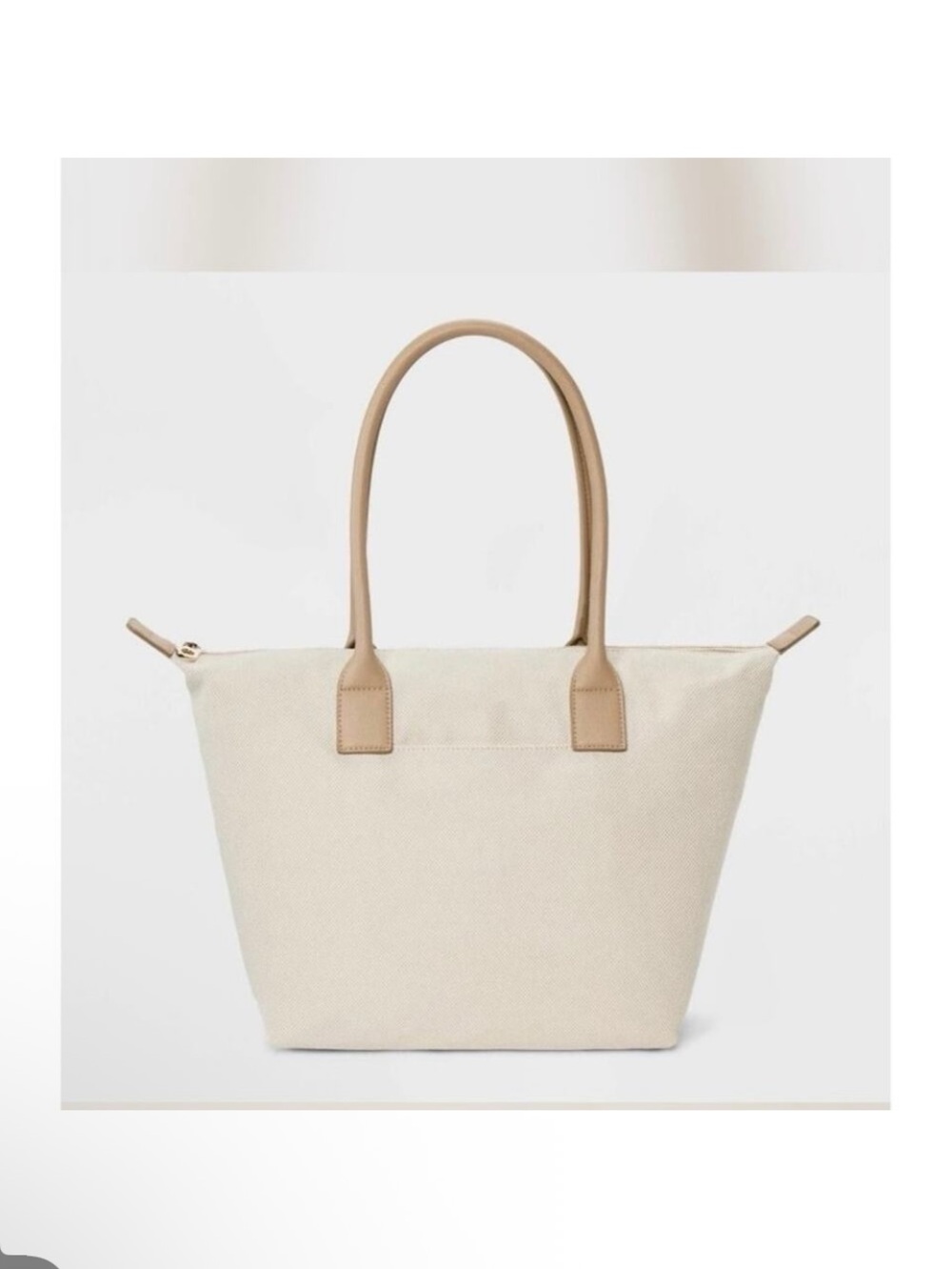 Universal Thread Foundational Thread Cream Canvas Tote with Tan Handles
